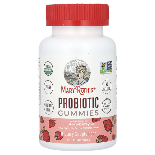 Maryruth's Probiotic Gummies, Strawberry, 60 Gummies (2.5 Billion CFU per Gummy)