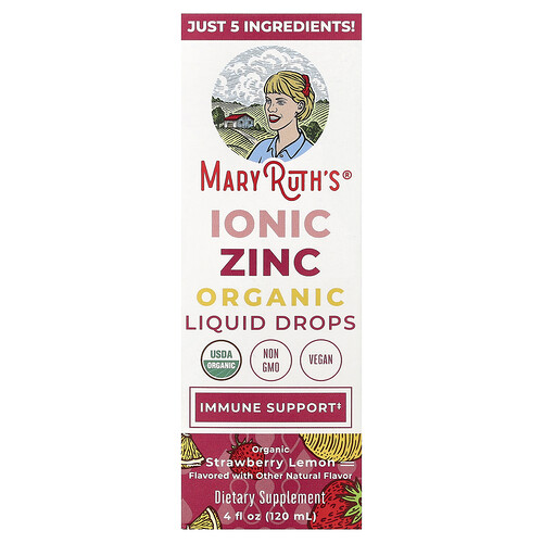 MaryRuth's, Gotas de zinc iónico orgánico líquido, Fresa y limón, 3 mg, 120 ml (4 oz. líq.)