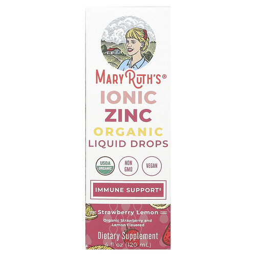 Maryruth's Organic Ionic Zinc Liquid Drops, Strawberry Lemon, 3 mg, 4 fl oz (120 ml)