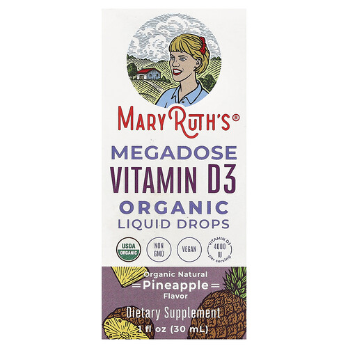 MaryRuth's, Megadose Vitamin D3 Organic Liquid Drops, Pineapple, 1 fl oz (30 ml)