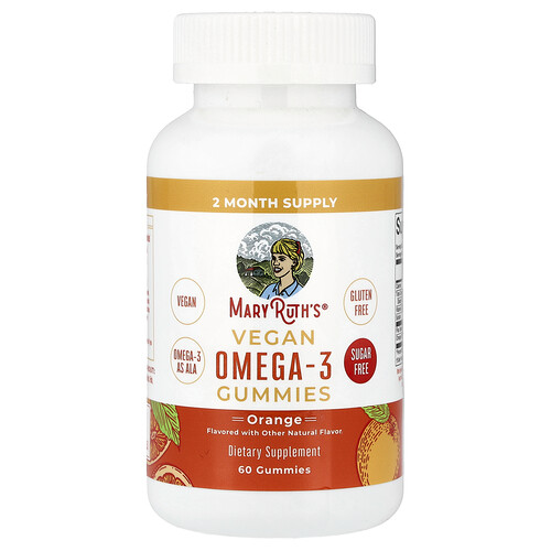 Maryruth's Vegan Omega-3 Gummies, Orange, 60 Gummies