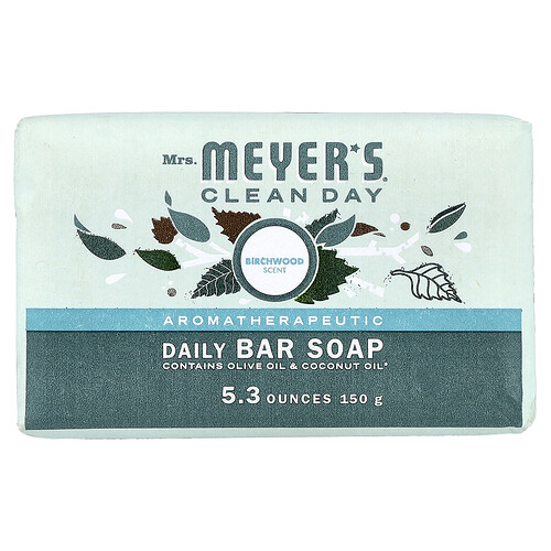 Mrs. Meyers Clean Day Aromatherapeutic, Daily Bar Soap, Birchwood, 5.3 oz (150 g)
