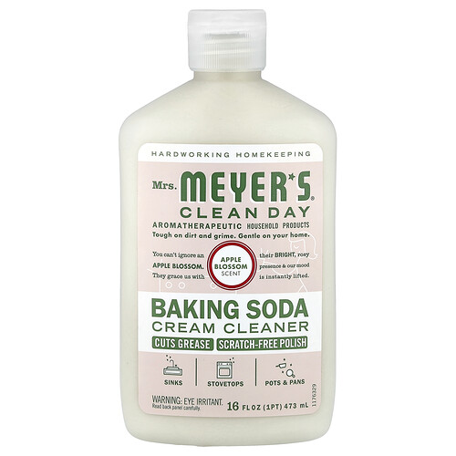 Mrs. Meyers Clean Day Baking Soda Cream Cleanser, Apple Blossom, 16 fl oz (473 ml)