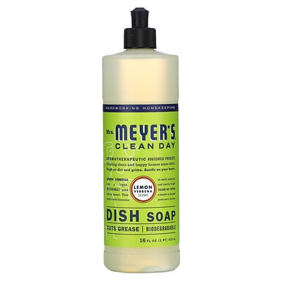 Mrs. Meyers Clean Day средство для мытья посуды, лимонная вербена, 473 мл (16 жидк. унций)