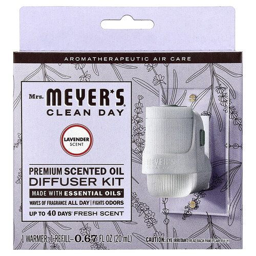 Mrs. Meyers Clean Day Premium Scented Oil Diffuser Kit, Lavender, 1 Kit
