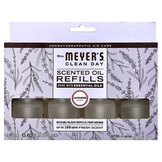 Mrs. Meyers Clean Day, Refil de Óleo Perfumado, Lavanda, 4 Refis, 20 ml (0,67 fl oz) Cada