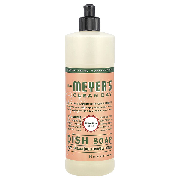 Mrs. Meyers Clean Day Dish Soap, Geranium, 16 fl oz (473 ml)