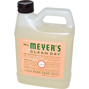 Mrs. Meyers Clean Day, Жидкое мыло для рук, с ароматом герани, 33 жидких унции (975 мл)