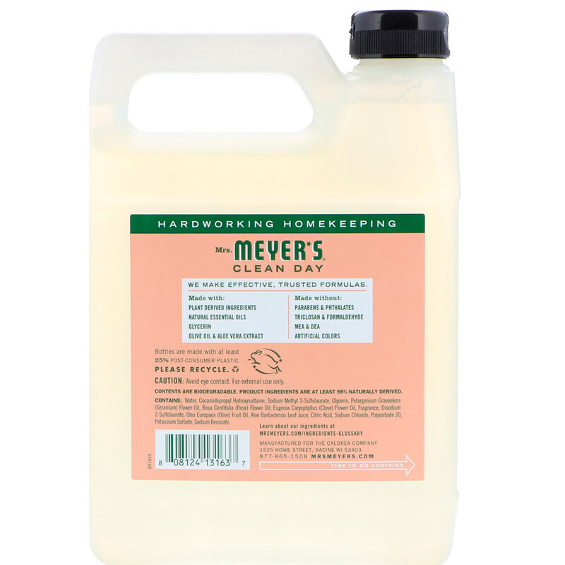 Mrs. Meyers Clean Day, Liquid Hand Soap Refill, Geranium Scent, 33 fl