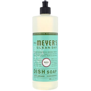 Mrs. Meyers Clean Day, صابون سائل لغسل الصحون، رائحة الريحان، 16 أونصة سائلة (473 مل)