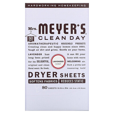 Mrs. Meyers Clean Day Антистатические салфетки, аромат лаванды, 80 шт.