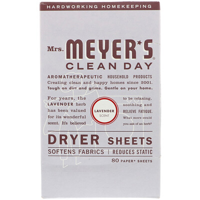 Купить Mrs. Meyers Clean Day Антистатические салфетки, аромат лаванды, 80 шт.