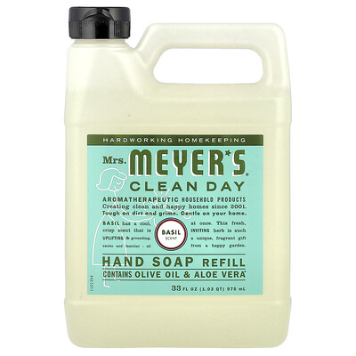 Mrs. Meyers Clean Day, Repuesto de Jabón para manos, Albahaca, 975 ml (33 oz. líq.)