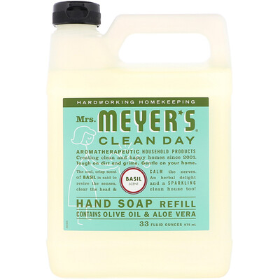 Купить Mrs. Meyers Clean Day Жидкое мыло для рук, базилик, 33 жидких унции (975 мл)