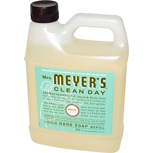 Mrs. Meyers Clean Day, Жидкое мыло для рук, базилик, 33 жидких унции (975 мл)