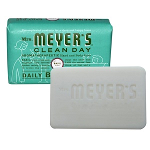 Mrs. Meyers Clean Day, Кусковое мыло для ежедневного использования, аромат базилика, 150 г (5,3 унции)