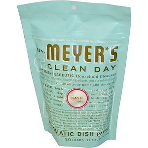Mrs. Meyers Clean Day, Пакетики для посудомоечной машины, запах базилика 12.7 унции (360 г)