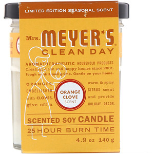 Отзывы о Мрс Мэйерс Клин Дэй, Scented Soy Candle, Orange Clove Scent, 4.9 oz (140 g)