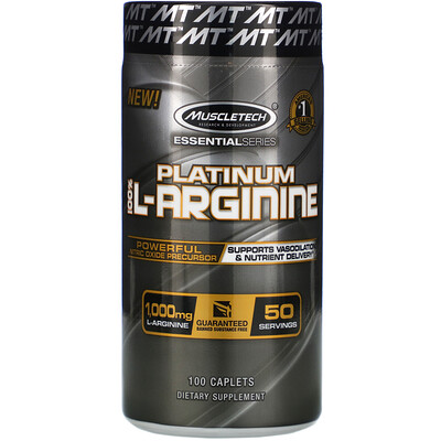 Muscletech Platinum 100% L-Arginine, 1000 мг, 100 капсуловидных таблеток