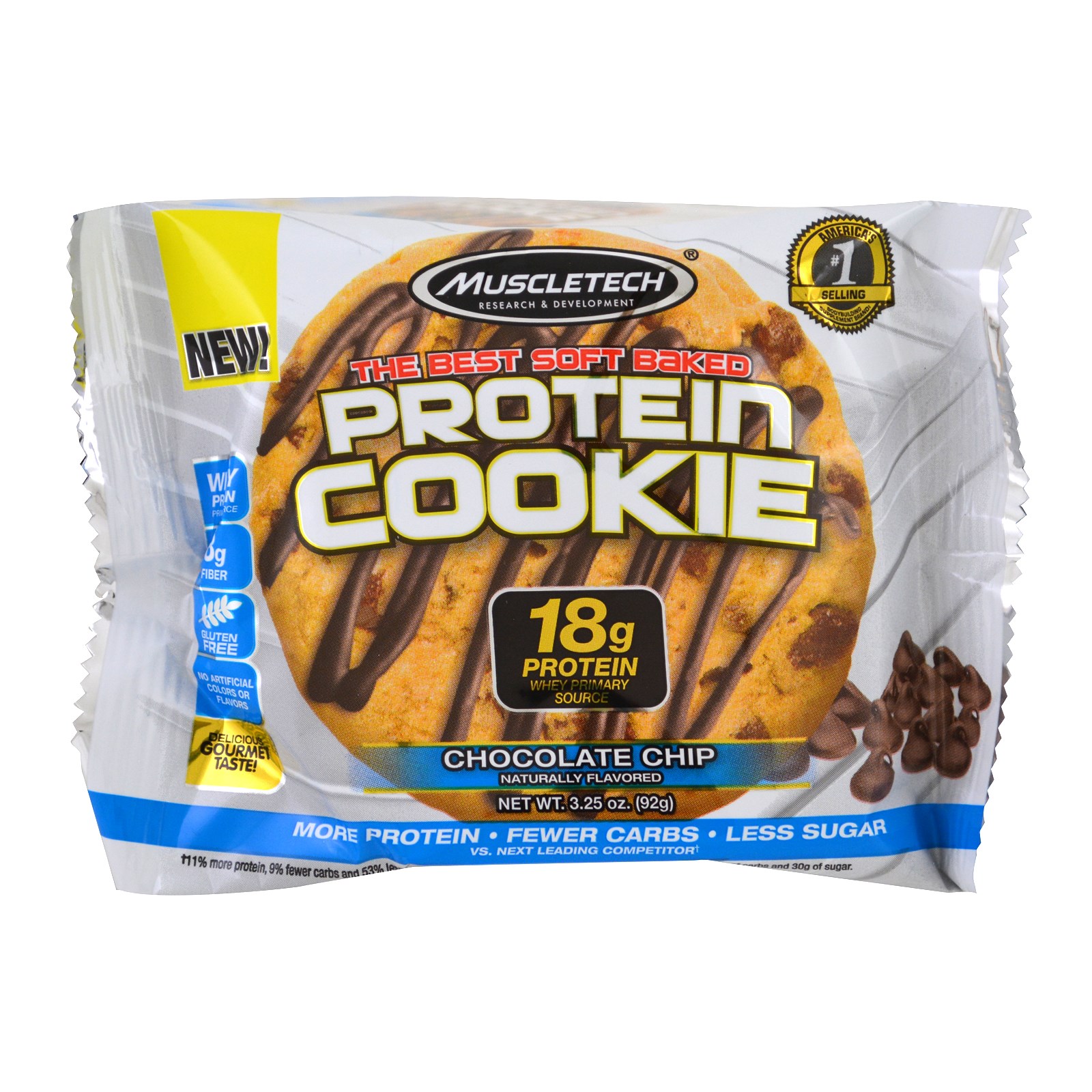 Muscletech, Protein Cookie, Chocolate Chip, 6 Cookies, 3.25 oz (92 g) Each