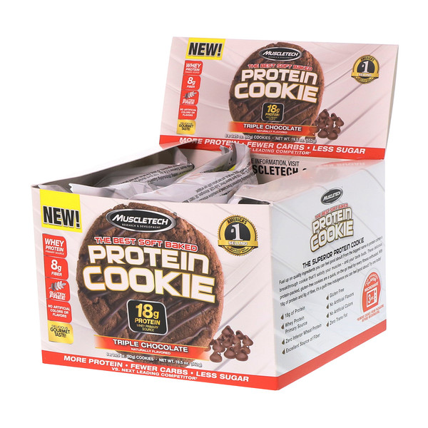 Muscletech, The Best Soft Baked Protein Cookie, Triple Chocolate, 6 Cookies, 3.25 oz (92 g) Each