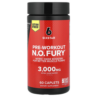 SIXSTAR, N.O. FURY, Pre-Workout , 60 Caplets