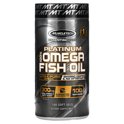 Muscletech Platinum 100% Omega Fish Oil, Essential (серия), рыбий жир с омега-3 жирными кислотами, 100 мягких желейных капсул