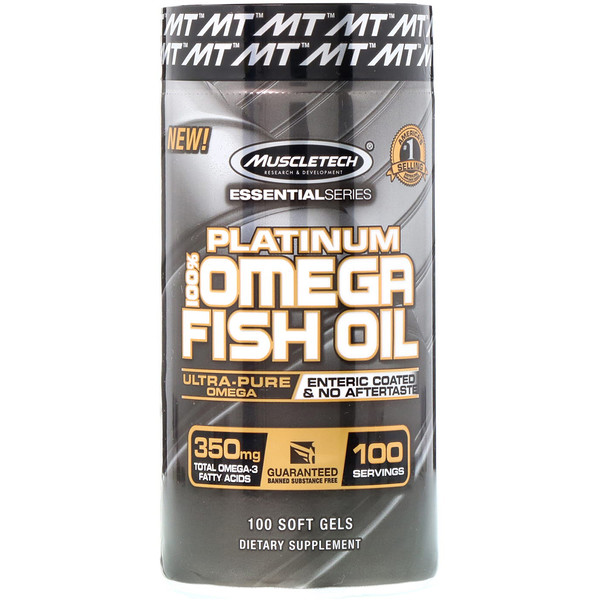 Muscletech, Essential Series, Platinum 100% Omega Fish Oil, 100 Soft Gels