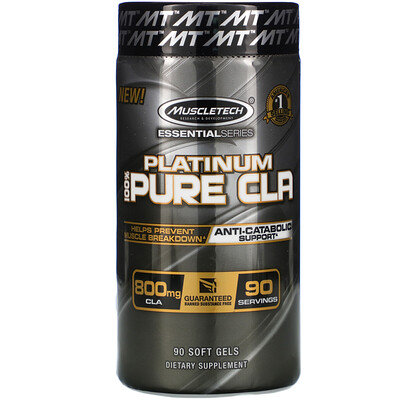 Muscletech Essential Series, Platinum Pure CLA, на 100% чистая КЛК, 800 мг, 90 капсул