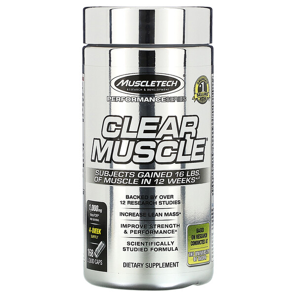 Muscletech, パフォーマンスシリーズ、Clear Muscle（クリアマッスル）、液体カプセル168粒