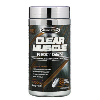 

Muscletech Clear Muscle Next Gen, средство для улучшения результативности и восстановления после тренировок, 1000 мг, 84 капсулы с жидким содержимым