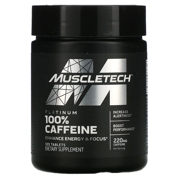 Muscletech, Essential Series, Platinum 100% Caffeine, 200 mg, 125 Tablets