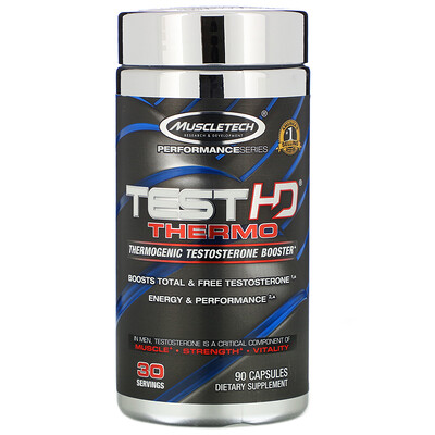 Muscletech серия Performance, Test HD Thermo, термогенный усилитель выработки тестостерона, 90 капсул