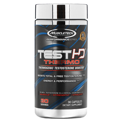 

MuscleTech Performance Series, Test HD Thermo, термогенный усилитель выработки тестостерона, 90 капсул