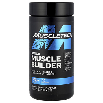 MuscleTech, Suplemento para desarrollar masa muscular, Platino, 400 mg, 60 cápsulas de liberación rápida