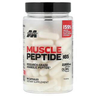 MuscleTech, Muscle Peptide 185, Suplemento de péptidos anabólicos de investigación, 84 cápsulas (666 mg por cápsula)