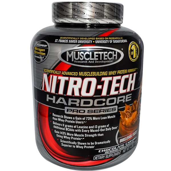 Muscletech, Nitro-Tech, Hardcore Pro Series, Chocolate Caramel, 4 lbs (1.8 kg) (Discontinued Item) 