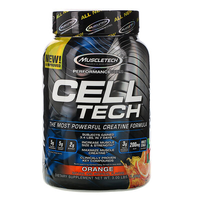 

Cell Tech, мощнейшая креатиновая формула, со вкусом апельсина, 1,36 кг (3,00 фунта)