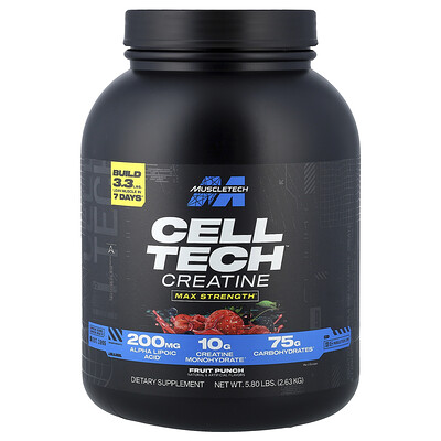 Product Image for MuscleTech, Cell-Tech Creatine, Fruit Punch, 5.8 lbs (2.63 kg)
