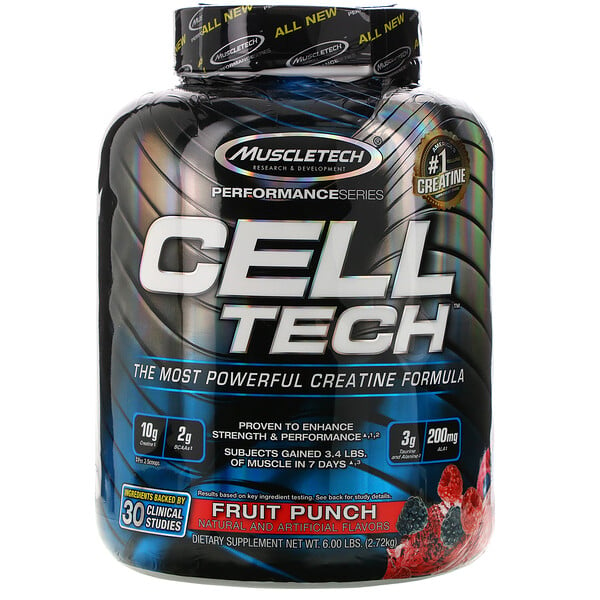 Muscletech, 性能系列，CELL-TECH，特強肌酸配方，綜合水果汁味，6.00 磅（2.72 千克）