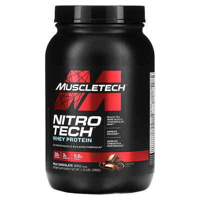 

MuscleTech серия Performance, Nitro Tech, основной источник сывороточных пептидов и изолята, вкус молочного шоколада, 998 г (2,20 фунта)
