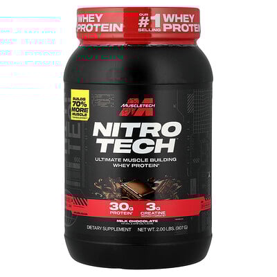 Product Image for MuscleTech, Nitro-Tech Whey Protein, Milk Chocolate, 2 lbs (907 g)