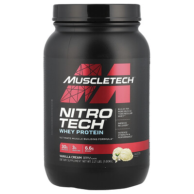 Product Image for MuscleTech, Nitro-Tech Whey Protein, Vanilla Cream, 2.21 lbs (1 kg)
