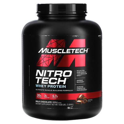 

MuscleTech NitroTech, сывороточные пептиды, вкус молочного шоколада, 1,81 кг (4 фунта)