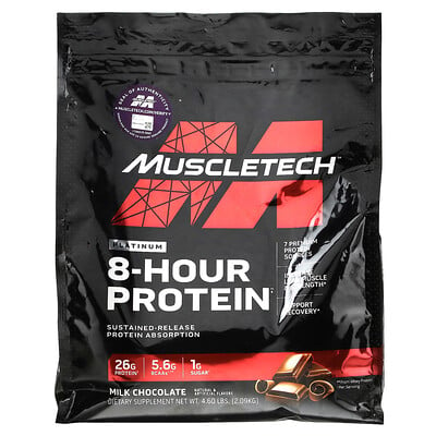 

MuscleTech Platinum 8-Hour Protein, смесь для приготовления протеинового коктейля, молочный шоколад, 2,09 кг (4,6 фунта)