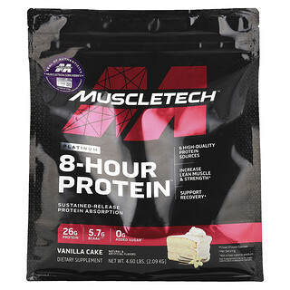 MuscleTech, Platinum 8-Hour Protein™, Bizcocho de vainilla, 2,09 kg (4,6 lb)
