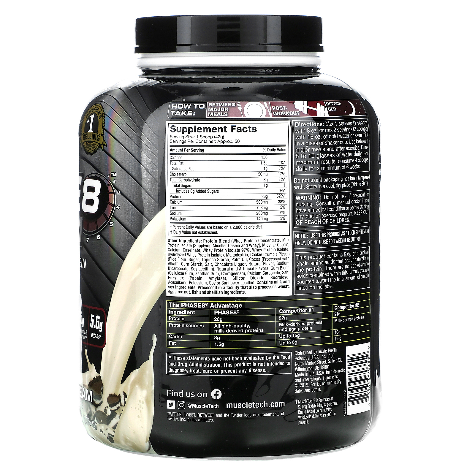 Muscletech, Performance Series, Phase8, Multi-Phase 8-Hour Protein ...