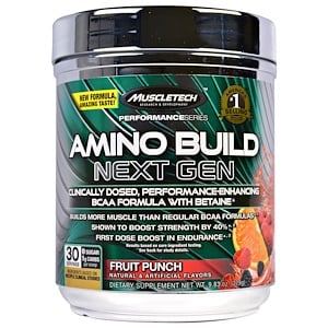 Muscletech, Amino Build Next Gen BCAA Formula With Betaine, Fruit Punch, 9.83 oz (279 g)