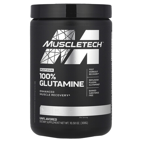 Muscletech Platinum 100% Glutamine, Unflavored, 10.58 oz (300 g)
