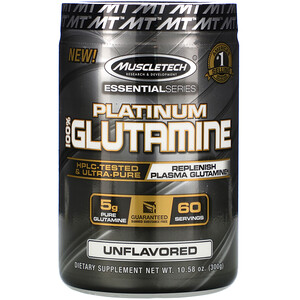 Отзывы о Мусклетек, Essential Series, Platinum 100% Glutamine, Unflavored, 5 g, 10.58 oz (300 g)